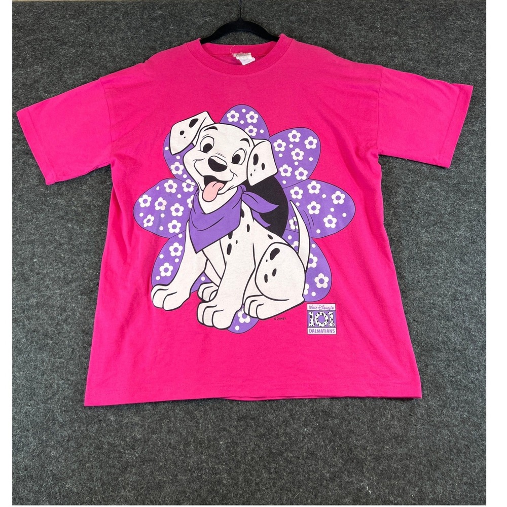 Vintage 90s Disney 101 Dalmatians Graphic T-Shirt Pink Mens XL USA Disney Tee